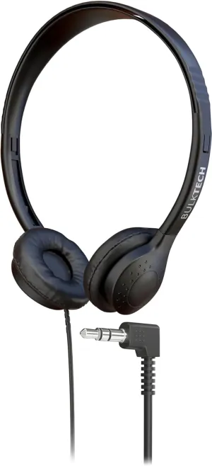 1 Pack Wired On-Ear Leather Headphones with 3.5mm Connector, Black