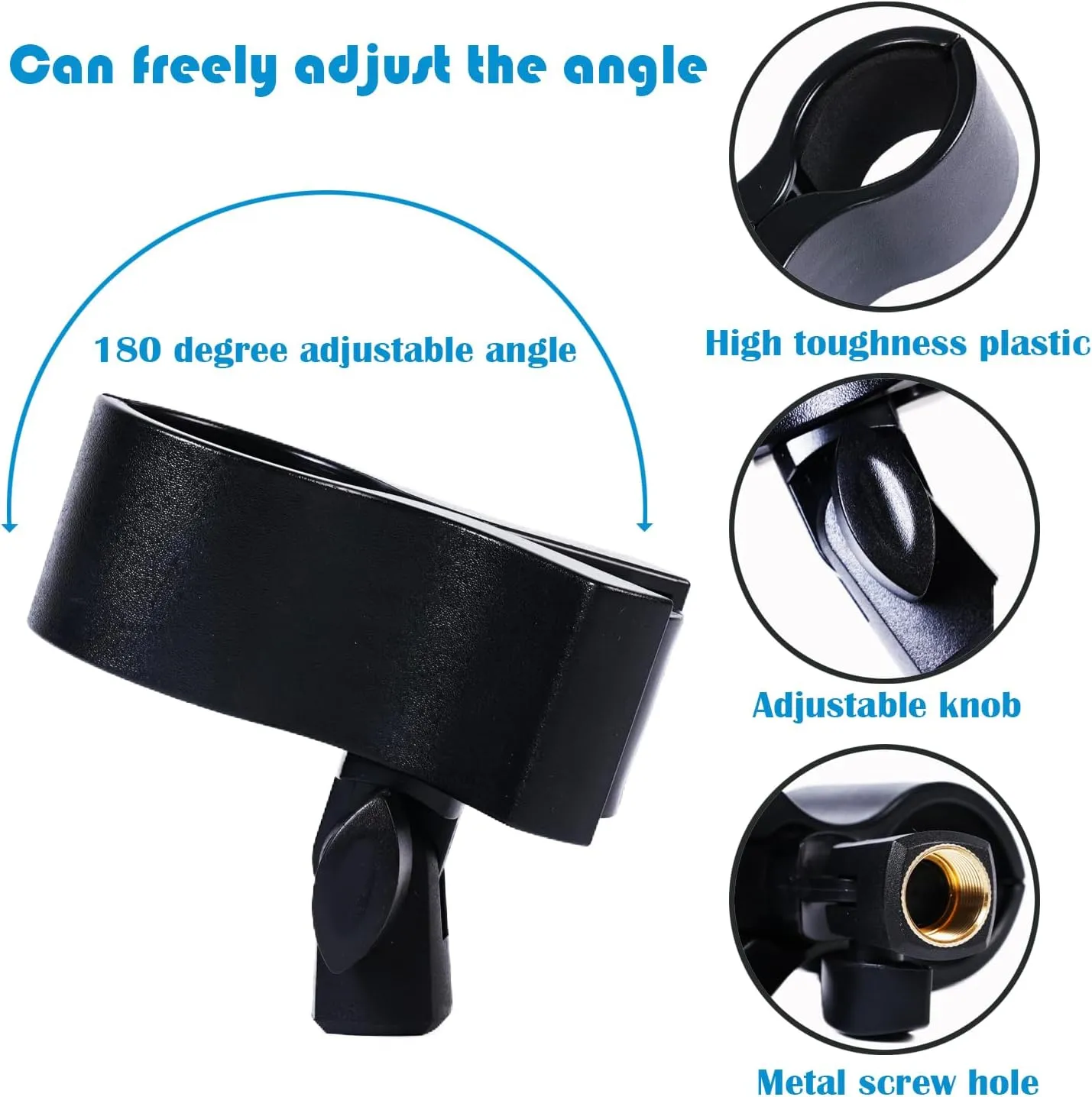 1 Pcs Large Microphone Clip, Mic clip holder is used with microphones between 32 and 60mm in diameter.Suitable for Handheld Microphones and Recording condenser microphone.cordless mics clip
