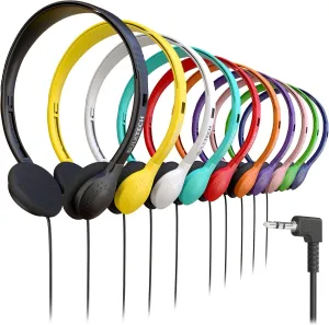 10 Pack Bulk Wired On-Ear Headphones with 2.5mm Connector, Multi