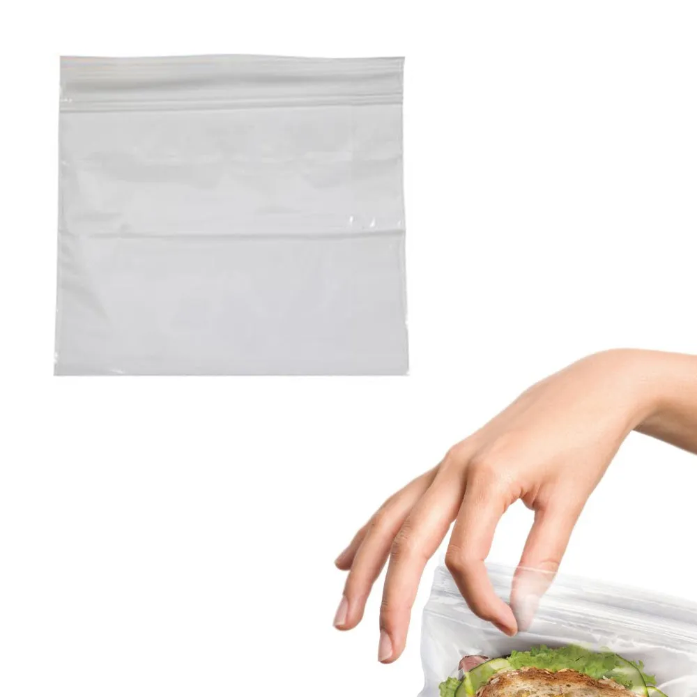 100 Ct Resealable Sandwich Bags Lunch Snack Food Storage Freshness Press Seal