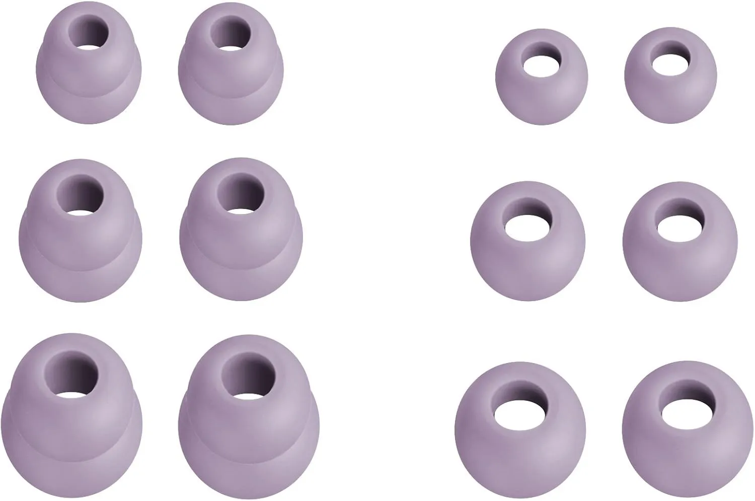 12pcs (DF-3sz) Light Purple Gray S/M/L Double Flange and Round Replacement Adapters Eartips Earbuds Compatible with BeatsX, Powerbeats 3 2 1, and Urbeats 3 Earphones Headphones