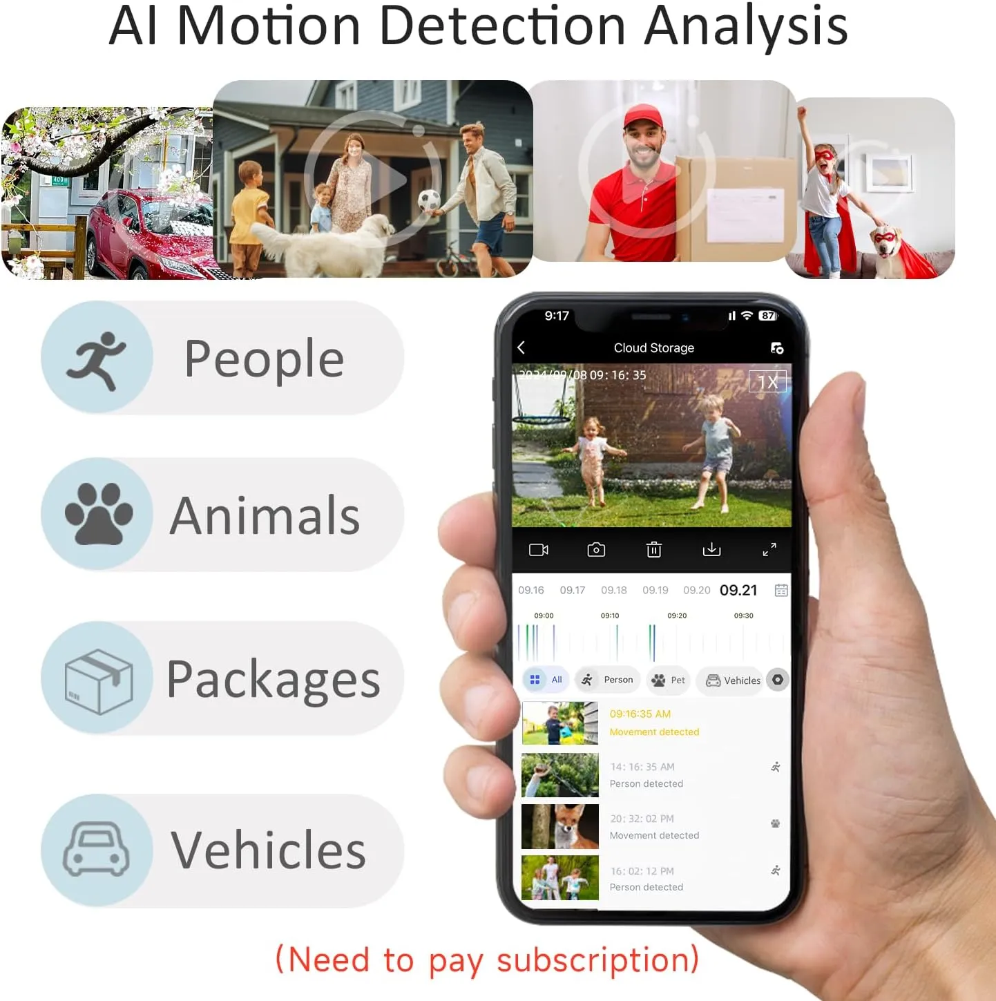 2.4G/5G WiFi Security Cameras Wireless Outdoor, 2K Home Security Camera with AI Motion Detection, Color Night Vision, IP66 Waterproof, 2-Way Audio, Siren, SD/Cloud, Works w/Alexa&Google Assistant