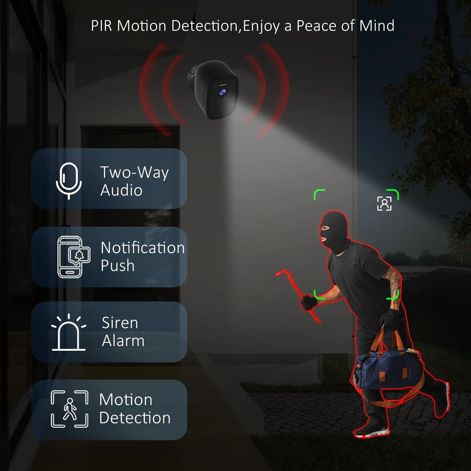 2.4G/5G WiFi Security Cameras Wireless Outdoor, 2K Home Security Camera with AI Motion Detection, Color Night Vision, IP66 Waterproof, 2-Way Audio, Siren, SD/Cloud, Works w/Alexa&Google Assistant