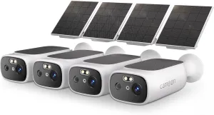 2K Solar Camera Outdoor Wireless-5/2.4Ghz WiFi Cameras for Home Security, AI Motion Detection, Color Night Vision, SD Card/Cloud Storage, Waterproof, Compatible with Alexa/Google Home (4 Cameras)