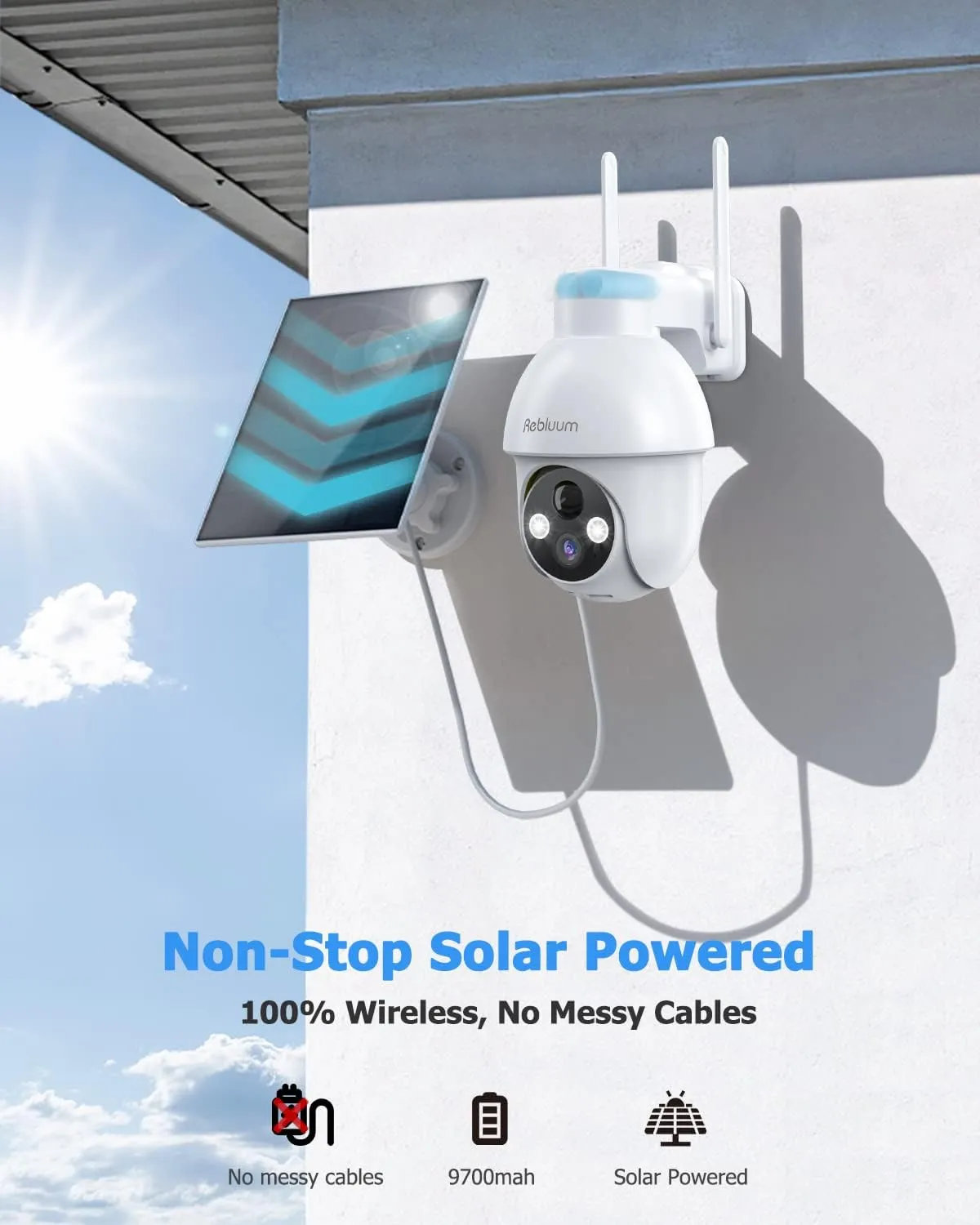 2K Solar Security Cameras Outdoor Wireless, 2 Pack Outdoor Camera Wireless Solar Powered, Pan Tilt 360WiFi Camera with Color Night Vision/PIR Sensor/2-Way Audio/Alexa/Google Assistant