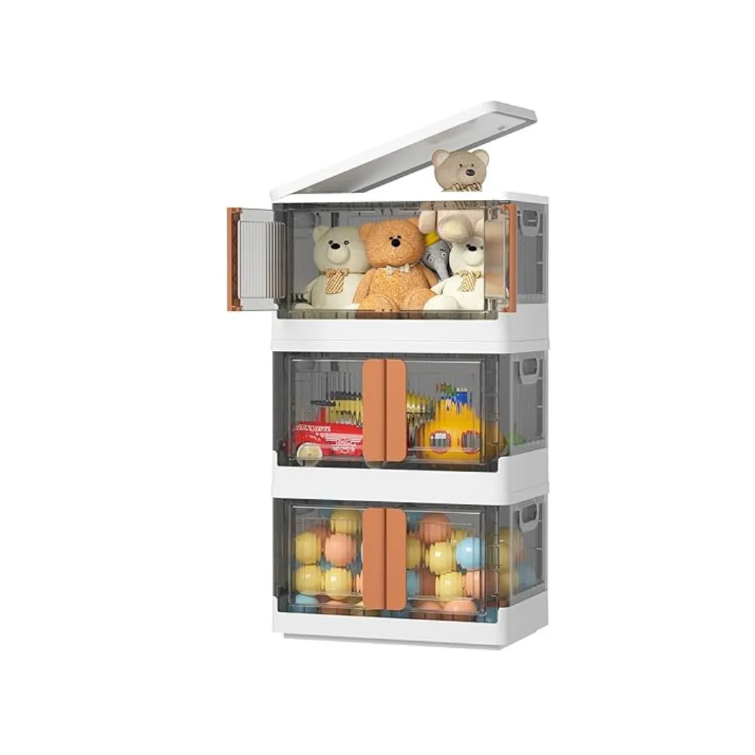 3-Pack Plastic 8.4 Gal Collapsible Stackable Storage Bins
