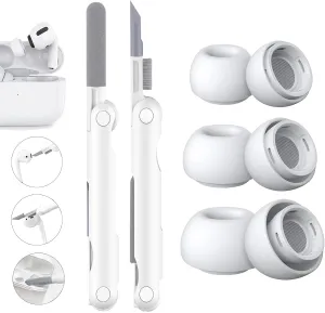 3 Pairs Compatible with AirPods Pro and AirPods Pro 2nd Generation Ear Tip Replacement, with Cleaning Kit, Silicone Earbuds for AirPods Pro, Fit in The Charging Case(White-XS/S/M/L)