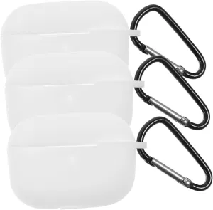 3 Sets of Earphone Cases with Hook Shockproof Protective Holder Compatible with AirPods Pro Earbud Cases and Earphone Protective Shells