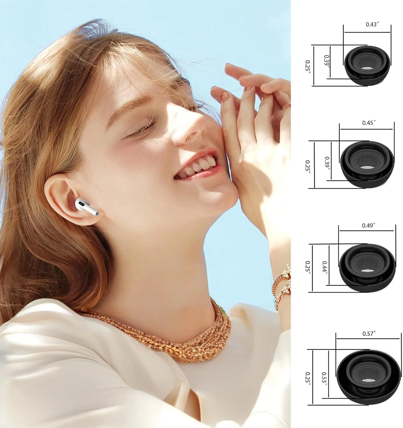 4 Pairs Compatible with AirPods Pro and AirPods Pro 2nd Generation Ear Tip Replacement, with Noise Cancelling Holes, Silicone Earbuds for AirPods Pro, Fit in The Charging Case(Black-XS/S/M/L)