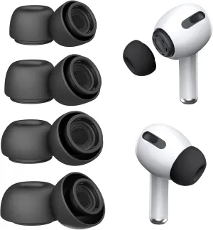 4 Pairs Compatible with AirPods Pro and AirPods Pro 2nd Generation Ear Tip Replacement, with Noise Cancelling Holes, Silicone Earbuds for AirPods Pro, Fit in The Charging Case(Black-XS/S/M/L)