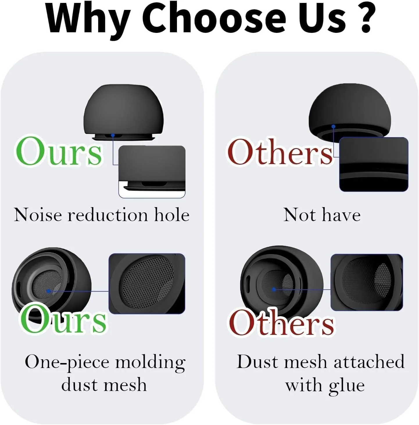 4 Pairs Compatible with AirPods Pro and AirPods Pro 2nd Generation Ear Tip Replacement, with Noise Cancelling Holes, Silicone Earbuds for AirPods Pro, Fit in The Charging Case(Black-XS/S/M/L)