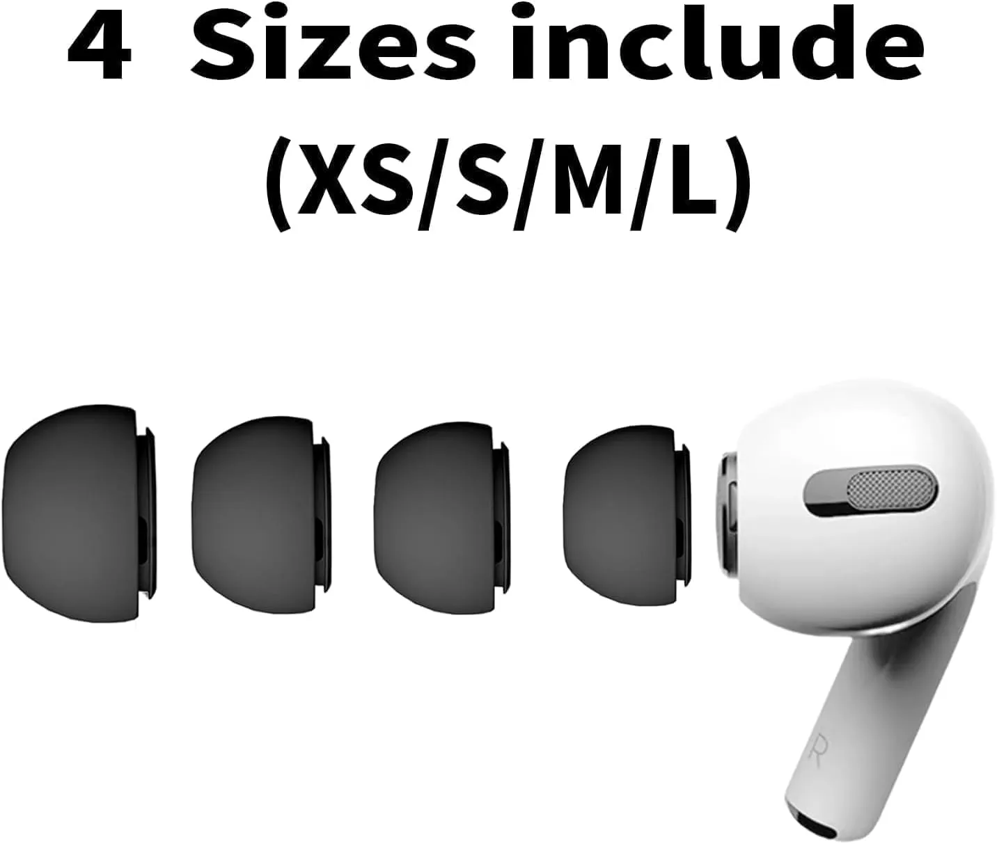 4 Pairs Compatible with AirPods Pro and AirPods Pro 2nd Generation Ear Tip Replacement, with Noise Cancelling Holes, Silicone Earbuds for AirPods Pro, Fit in The Charging Case(Black-XS/S/M/L)