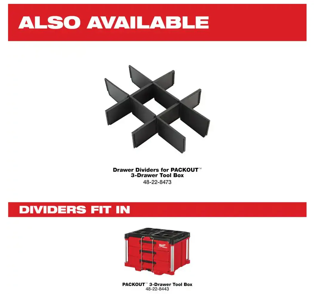 48-22-8443 Milwaukee PACKOUT 3-Drawer Tool Box