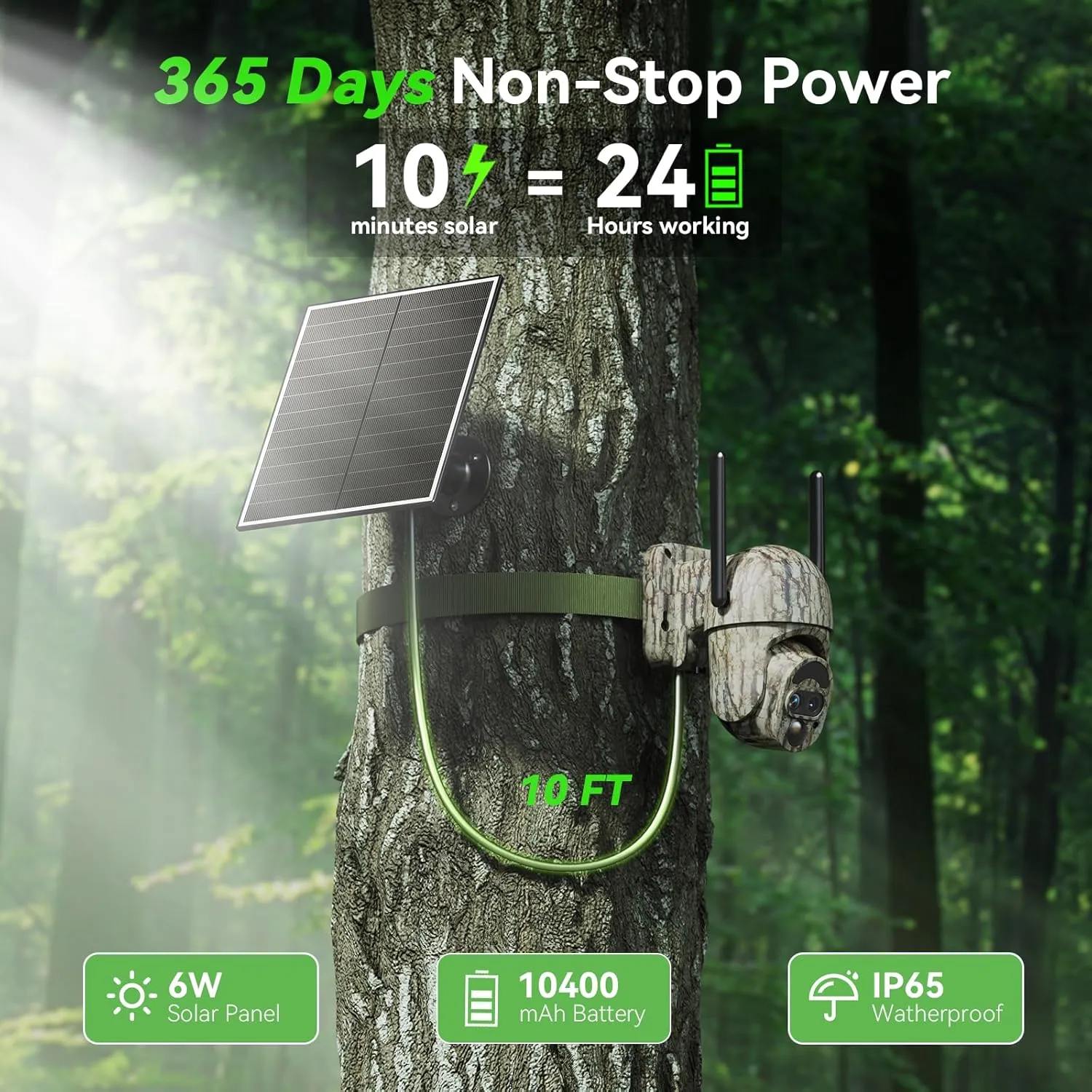 4G LTE Cellular Trail Camera,12X Hybrid Zoom Game Camera with 2K View Live Video,360Full Cover Security Camera with Motion Activated,Built-in SIM Card,Solar Powered,IP65 Waterproof