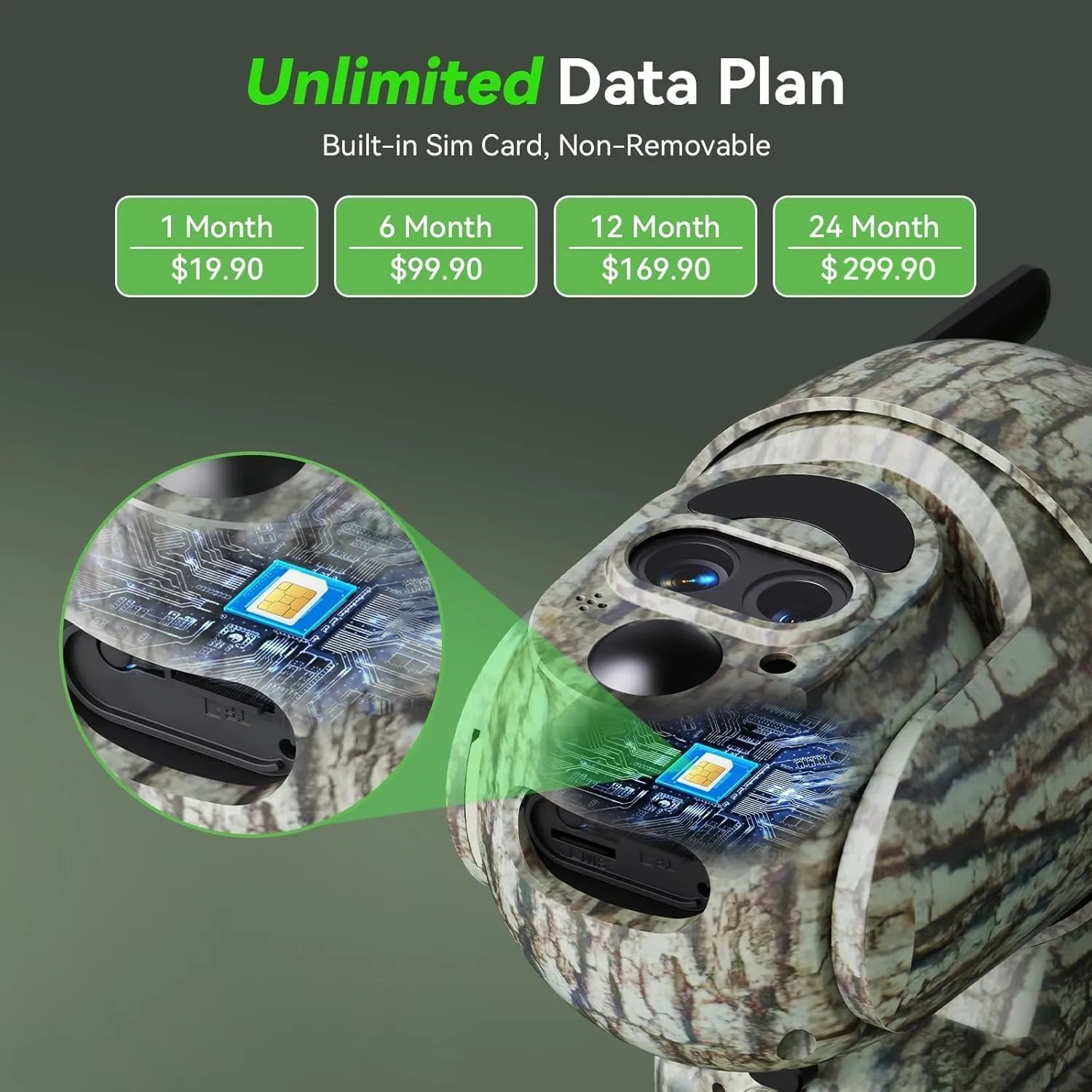 4G LTE Cellular Trail Camera,12X Hybrid Zoom Game Camera with 2K View Live Video,360Full Cover Security Camera with Motion Activated,Built-in SIM Card,Solar Powered,IP65 Waterproof