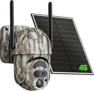 4G LTE Cellular Trail Camera,12X Hybrid Zoom Game Camera with 2K View Live Video,360Full Cover Security Camera with Motion Activated,Built-in SIM Card,Solar Powered,IP65 Waterproof