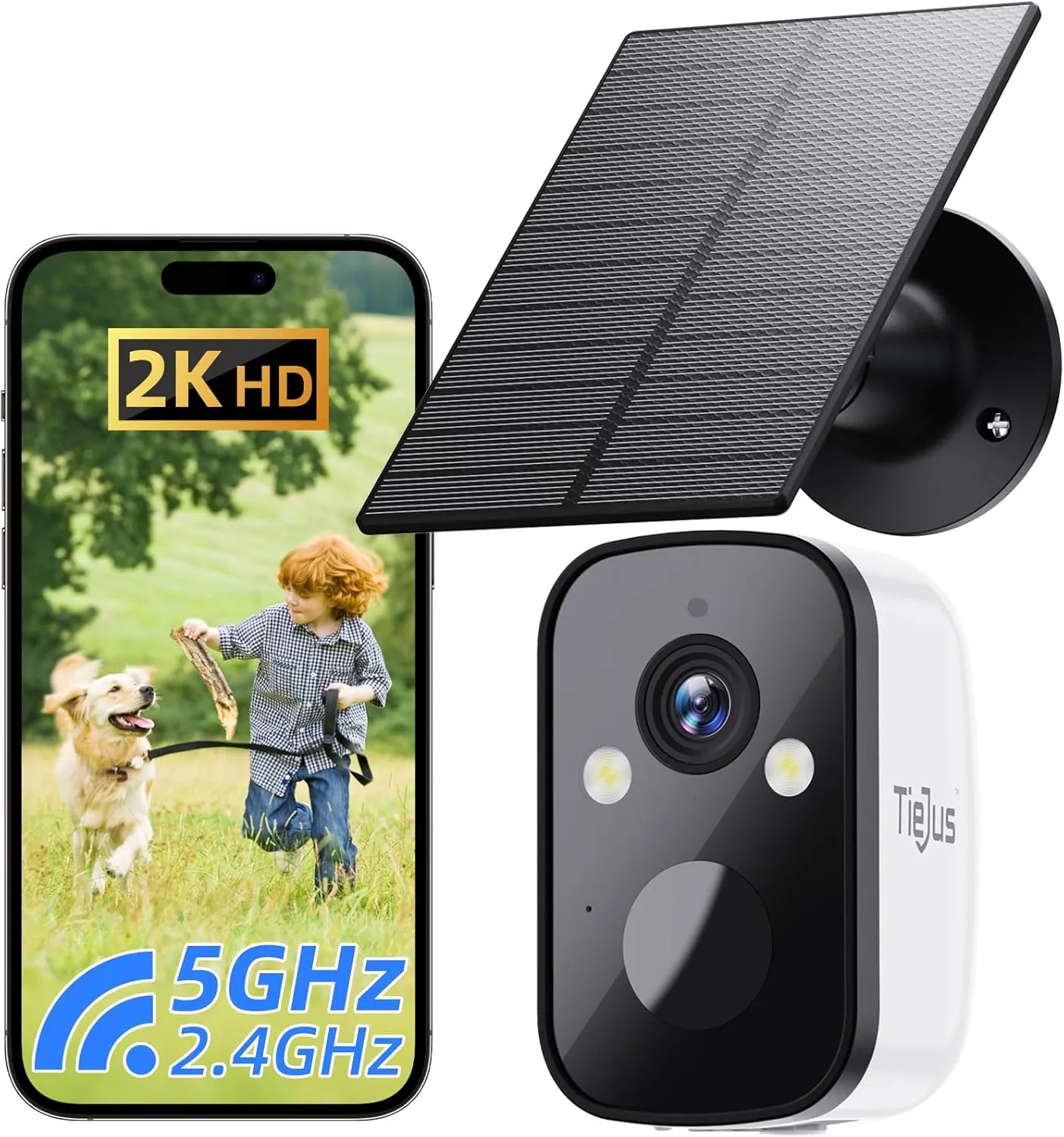 5G Security Cameras Wireless Outdoor, Solar Camera Outdoor, Wireless Camera for Home Security with Color Night Vision, AI Detection, 2 Way Talk, IP66, Cloud/SD, Alexa