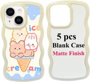 5PCS Sublimation Blank Phone Case Cover Blank Printable Phone Case Compatible with iPhone 15, 6.1-Inch, DIY Heat Press Rubber Protective Case   Insert Matte Wholesale Pack White