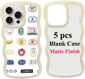 5PCS Sublimation Blank Phone Case Cover Blank Printable Phone Case Compatible with iPhone 15 Pro, 6.1-Inch, DIY Customize Heat Press Rubber Protective Case   Insert Matte Wholesale Pack White