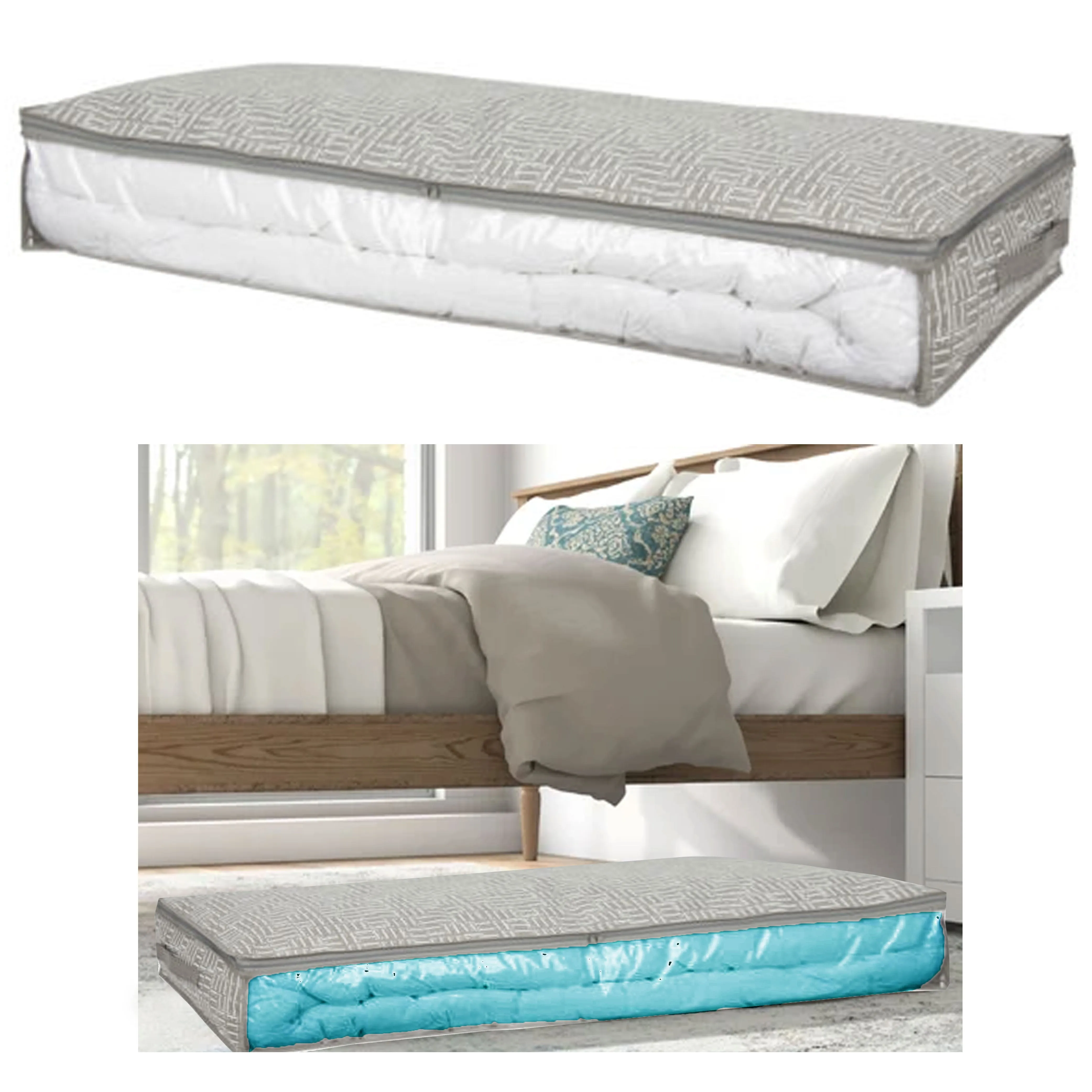 6 Under Bed Storage Bag Large Foldable Bin Zippered Container Clear Window 39.5"
