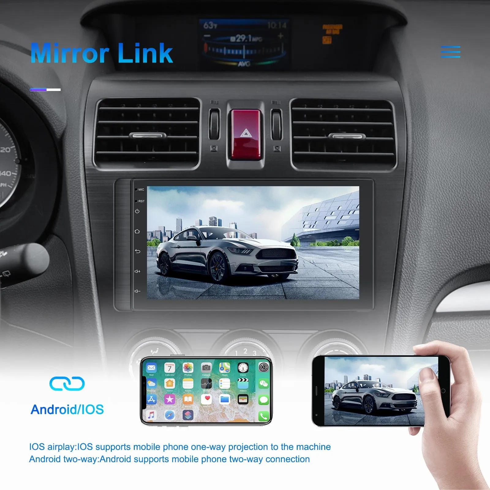 7 Inch Android 11 Carplay Navigation Player - 2   32G