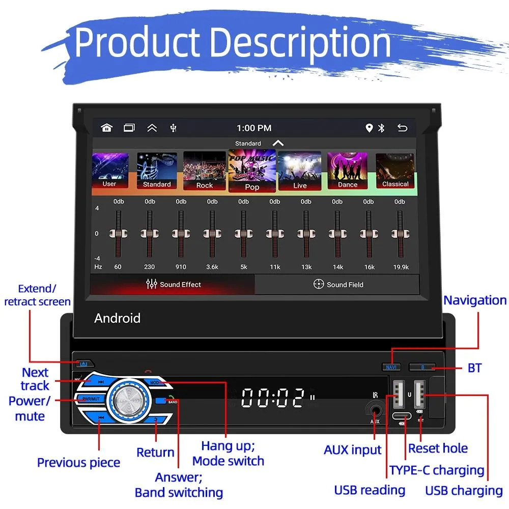 7 Inch Android Car Gps Navigation Bluetooth Stereo Radio Mirror Link Fm Wifi