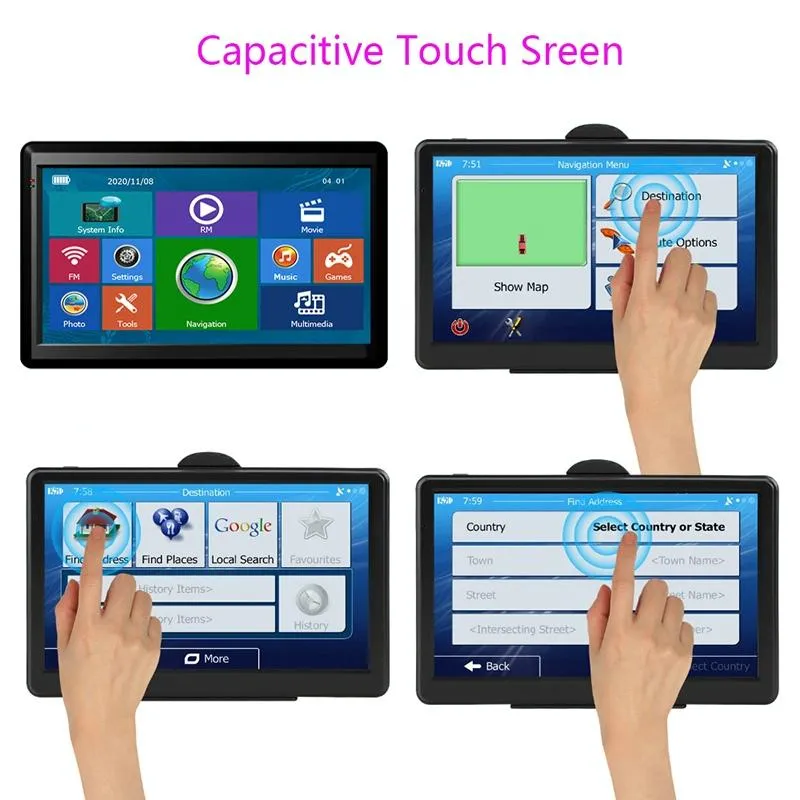 7 Inch Car Gps Navigator 8G   128M Resistive Screen Middle East Map Fm / Tf Card Support