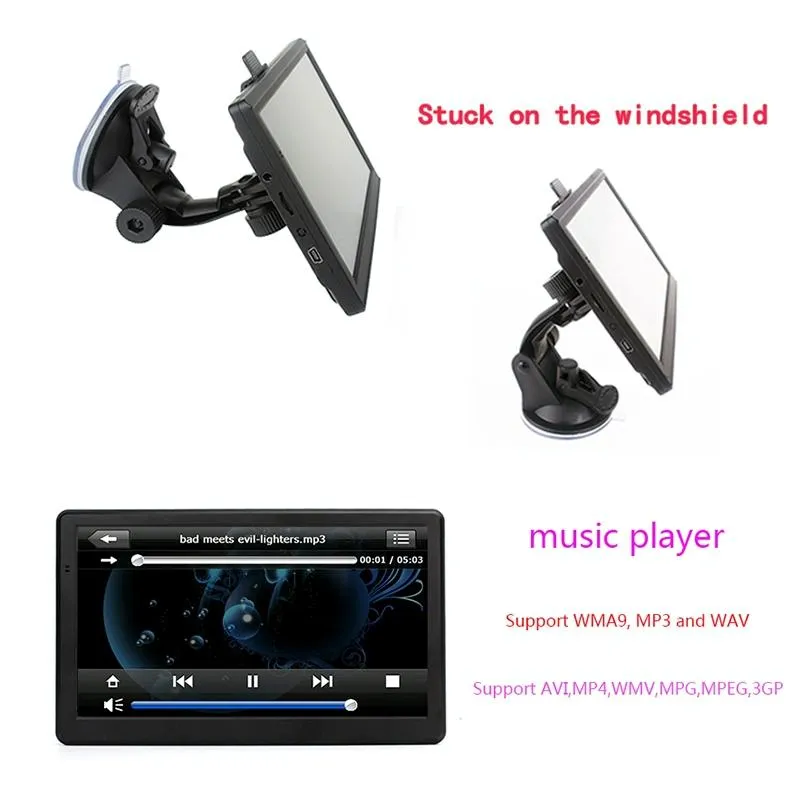 7 Inch Car Gps Navigator 8G   128M Resistive Screen South America Map Fm / Tf Card Support