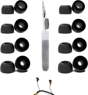 8 Pairs Replacement Earbud Tips Compatible with DEWALT Jobsite/Pro X1/X2/Neckband Earphones/Behind-Neck/2-in-1 Neckband Earbuds, Silicone Ear Tips, Fits in Case, XS/S/M/L, with 3-in-1 Cleaner