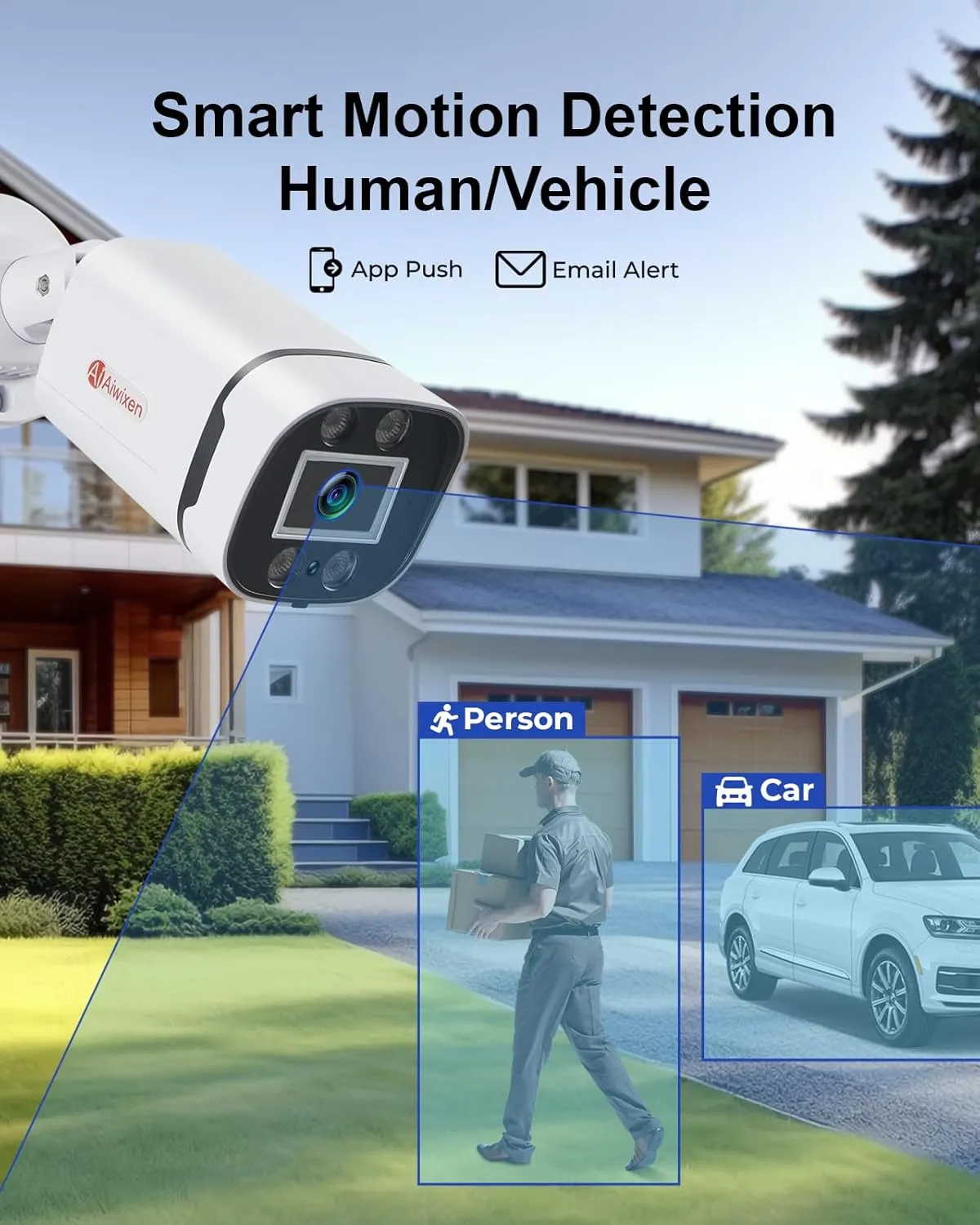 8CH H.265  3K Lite Wired CCTV Security Camera System with Human Vehicle Detection, 4X IP68 5MP Surveillance Camera for Indoor Outdoor, 512GB Hard Drive for 24-7 Recording, Remote Access