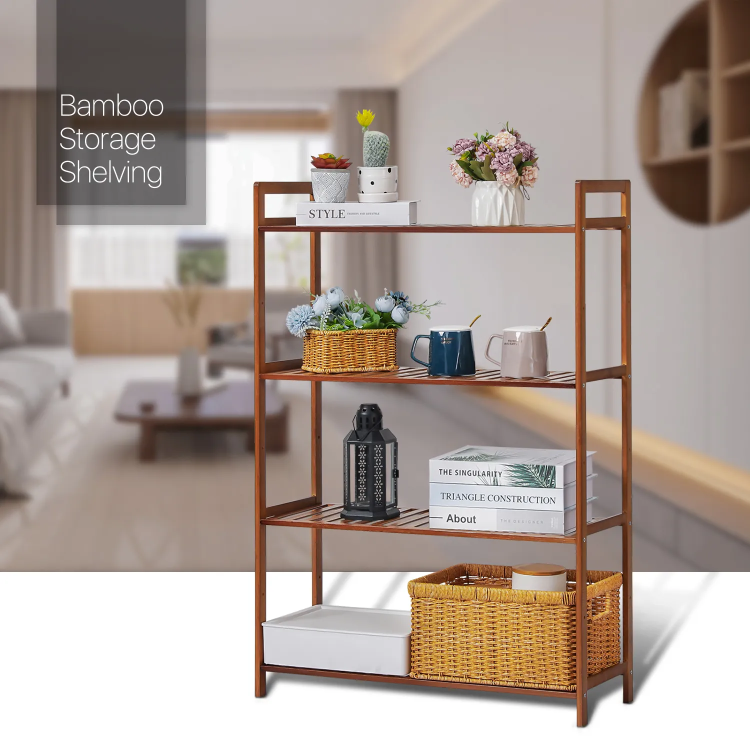 Adjustable Shoe Rack Entryway Shelf Organizer - 4 Tier - Brown