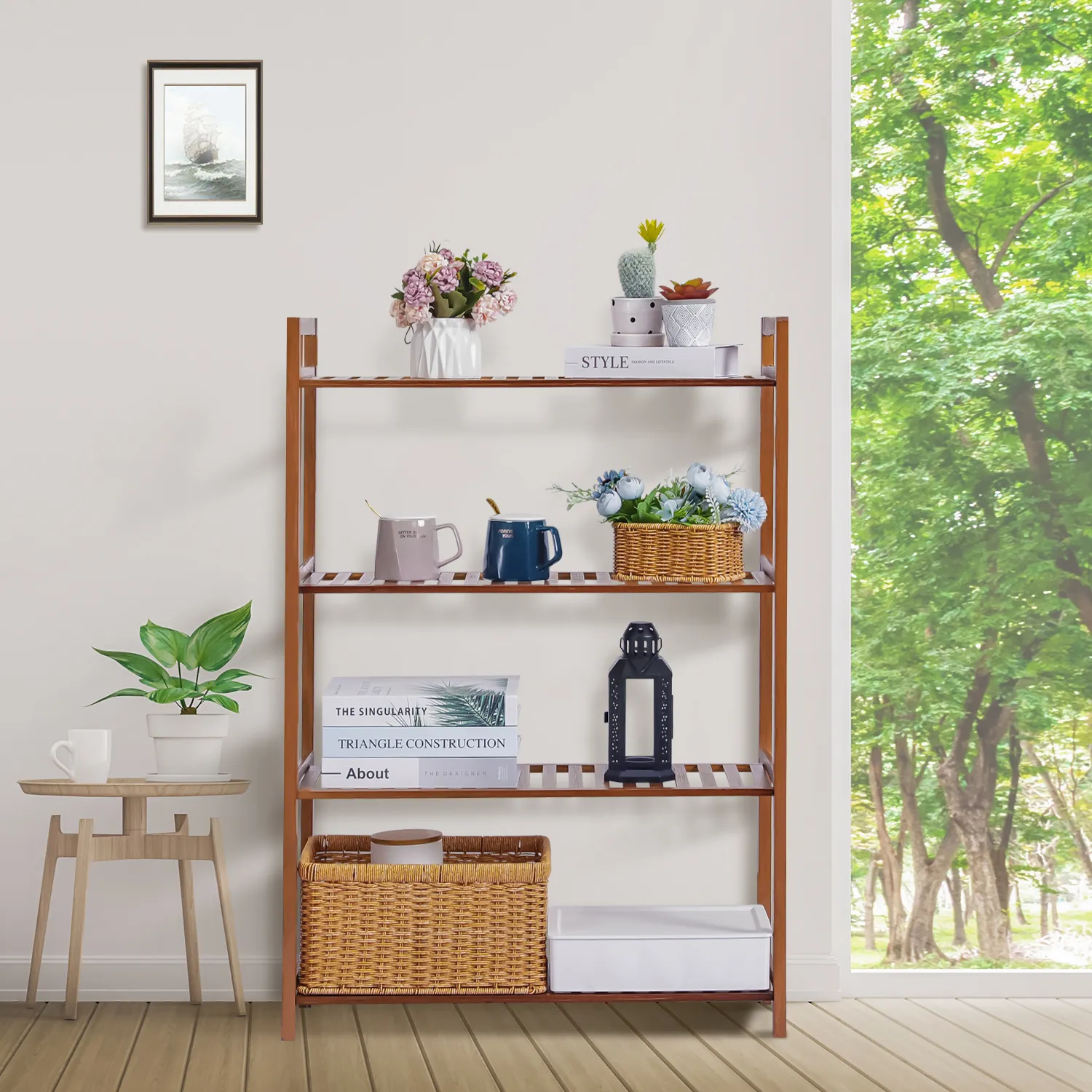 Adjustable Shoe Rack Entryway Shelf Organizer - 4 Tier - Brown