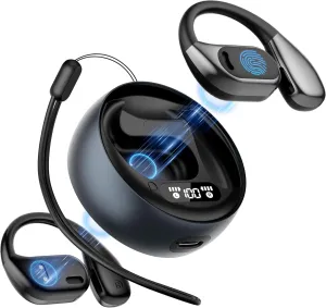 AI Translation Earbuds, OWS Real-Time Translation Language Translator Earphone One Year Free Subscription Translation Device with Technology 144 Languages & 8 Offline Packs(Black)