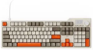 AJAZZ AK35I V3 104-Key Full Size Wired Gasket Mount Gaming Keyboard with Multimedia Buttons & Knob Control | Five Layer Pad | OEM Profile PBT Keycaps | White Backlit Custom Keyboard