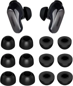 ALXCD Foam Eartips Compatible with Bose QuietComfort Ultra Earbuds, 6 Pairs S M L Sizes Soft Memory Foam Ear Tips, Compatible with Bose QC Ultra Earbuds 2023, Black sml