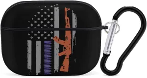 American Gun Flag Funny Compatible with Airpod Pro Case Cute Protective Hard Cover with Keychain Black-Style