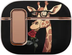 Animal Glasses Giraffe Flowers Roses Case Compatible with Airpods Pro 2 Protective Earbud Covers Hard Cases for Women Men