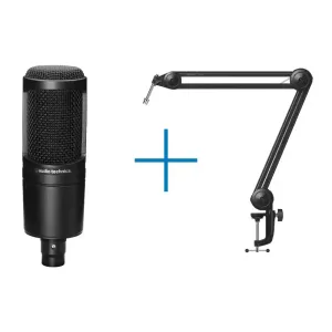 Audio-Technica AT2020 Cardioid Condenser Microphone   AT8700 Boom Arm Bundle