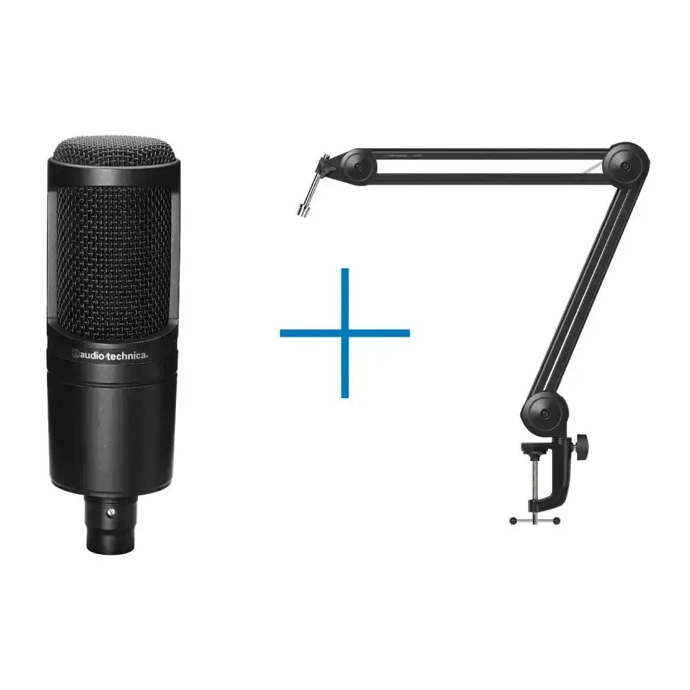 Audio-Technica AT2020 Cardioid Condenser Microphone   AT8700 Boom Arm Bundle