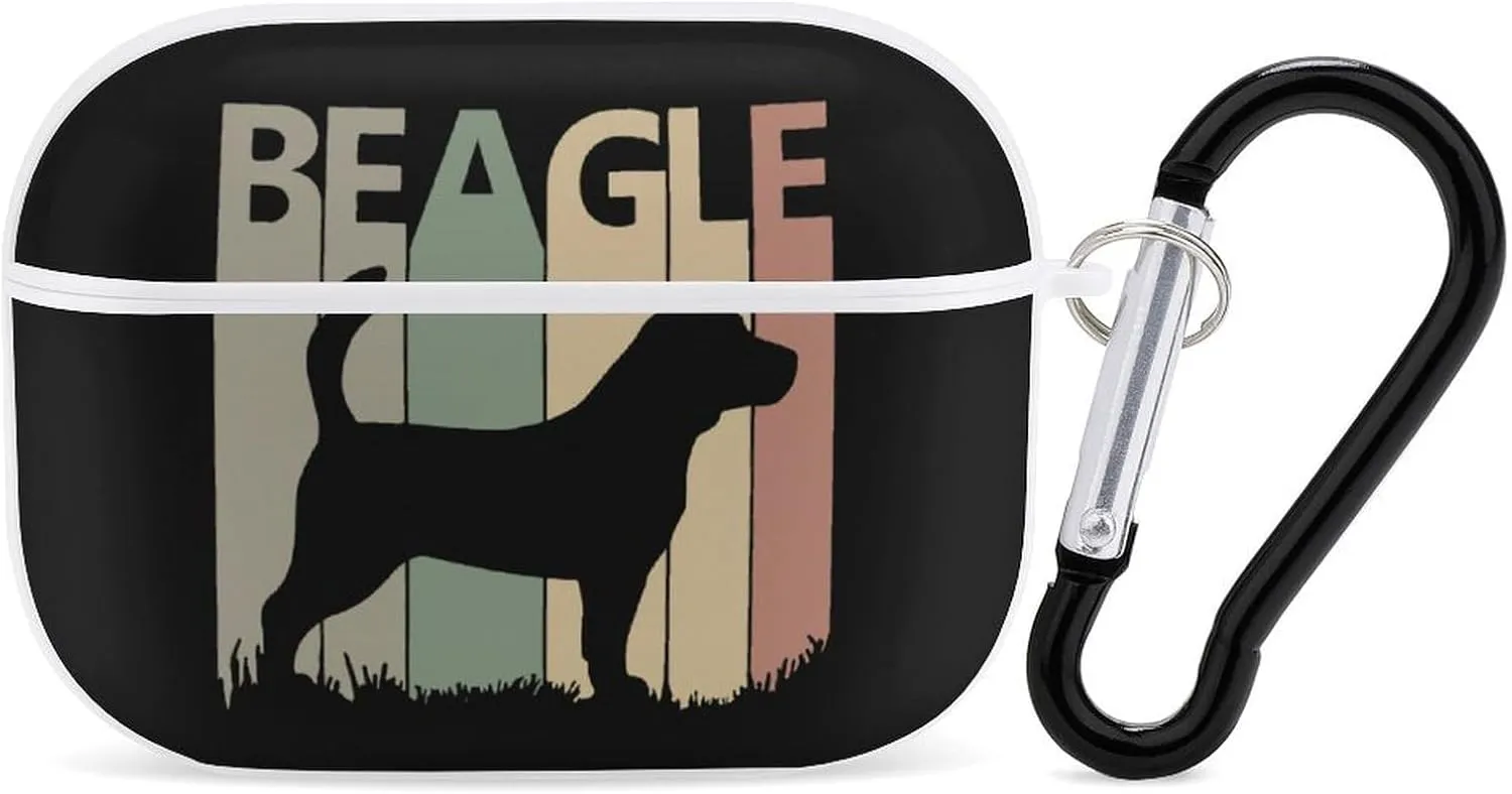 Beagle Dog Silhouette Funny Compatible with Airpod Pro Case Cute Protective Hard Cover with Keychain White-Style