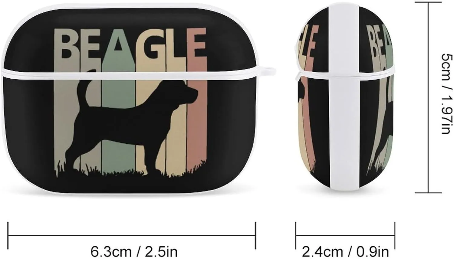 Beagle Dog Silhouette Funny Compatible with Airpod Pro Case Cute Protective Hard Cover with Keychain White-Style