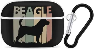 Beagle Dog Silhouette Funny Compatible with Airpod Pro Case Cute Protective Hard Cover with Keychain White-Style