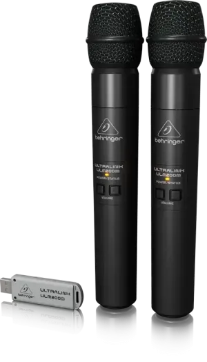 Behringer Ultralink ULM202USB 2.4 GHz Digital Wireless System w/2 Handheld Microphones & Dual-Mode USB Receiver