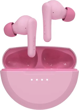 Belkin SoundForm Nano 2 Bluetooth Earbuds for Kids with Built-in Microphone, 28H Battery Life, Safe 85dB Volume, IPX5 Water Resistance - Kids Bluetooth Earbuds for iPhone, iPad, Galaxy, & More - Pink