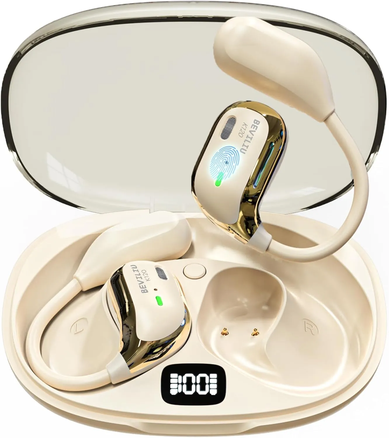 Beviliu Translation Earbuds Real Time, 144 Language Translate Headphones 8 Offline Languages, 3-in-1 Ai Translator Device for iOS&Android Wireless 5.4 K120 (White)