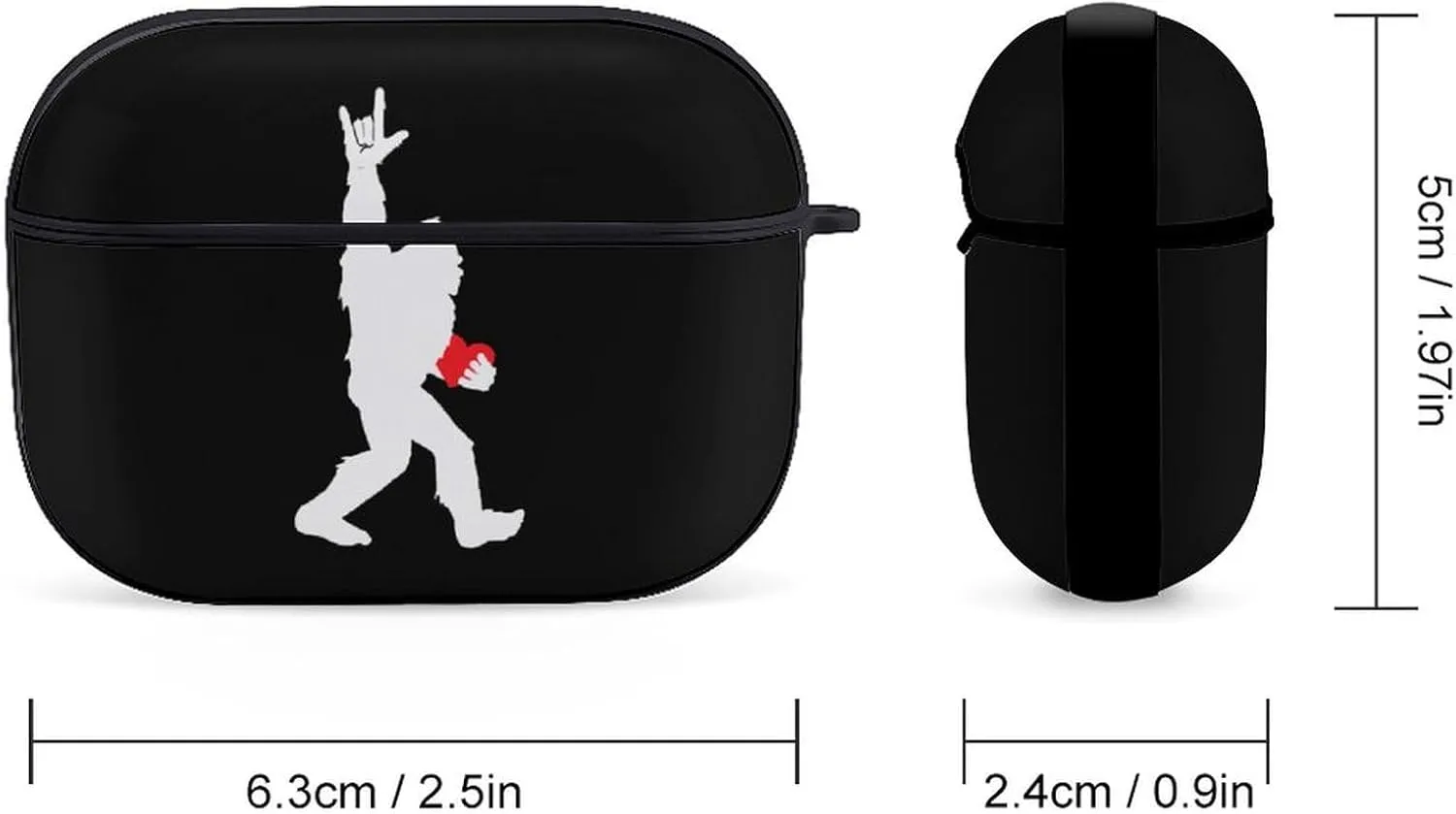 Bigfoot Holding Heart Funny Compatible with Airpod Pro Case Cute Protective Hard Cover with Keychain