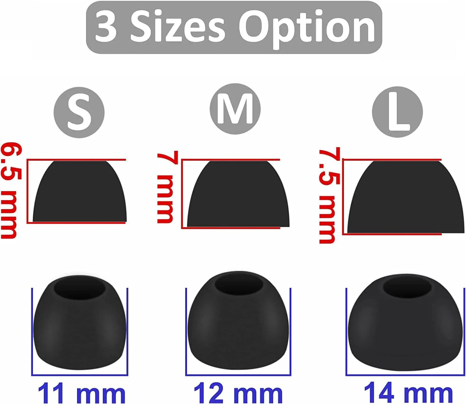 BLUEWALL Ear Tips Compatible with Beats Fit Pro Earbuds, S/M/L Sizes Soft Silicon Earbud Tips Replacement Eartips Compatible with Beats Fit Pro 6 Pairs Black