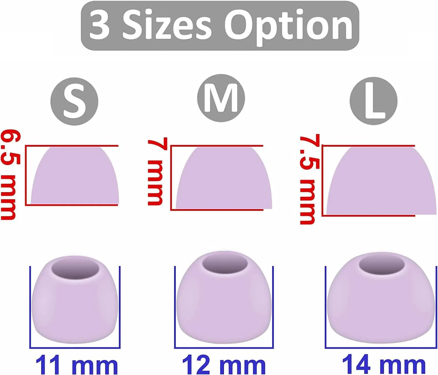 BLUEWALL Ear Tips Compatible with Beats Fit Pro Earbuds, S/M/L Sizes Soft Silicon Earbud Tips Replacement Eartips Compatible with Beats Fit Pro 6 Pairs Purple