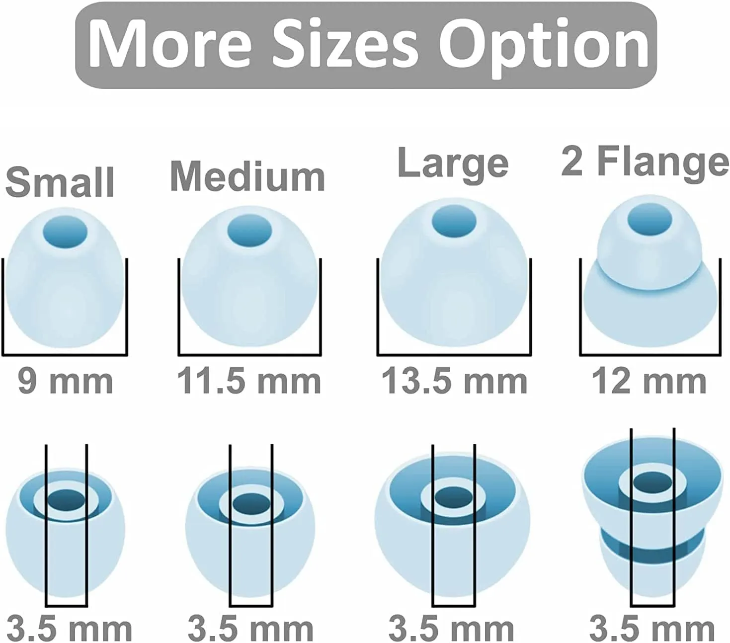BLUEWALL Ear Tips Compatible with Beats Powerbeats Pro Earbuds, S/M/L/D Sizes 12 Pairs Soft Silicon Earbud Tips Replacement Eartips Compatible with PB Pro 12 Pairs Glacier Blue