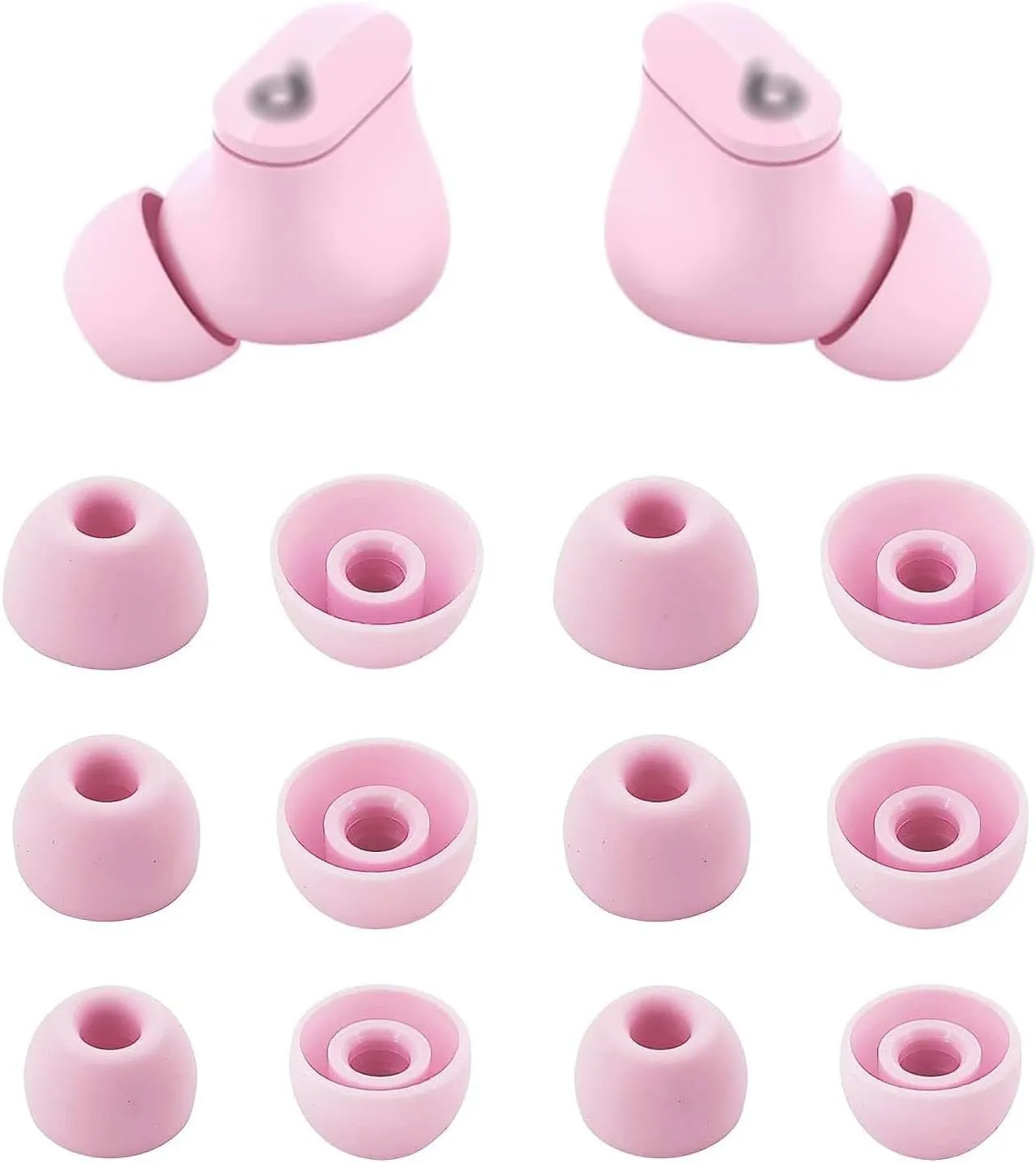 BLUEWALL Ear Tips Compatible with Beats Studio Buds Earbuds, S/M/L Sizes Soft Silicon Earbud Tips Replacement Eartips Compatible with Beats Studio Buds 6 Pairs Sunset Pink